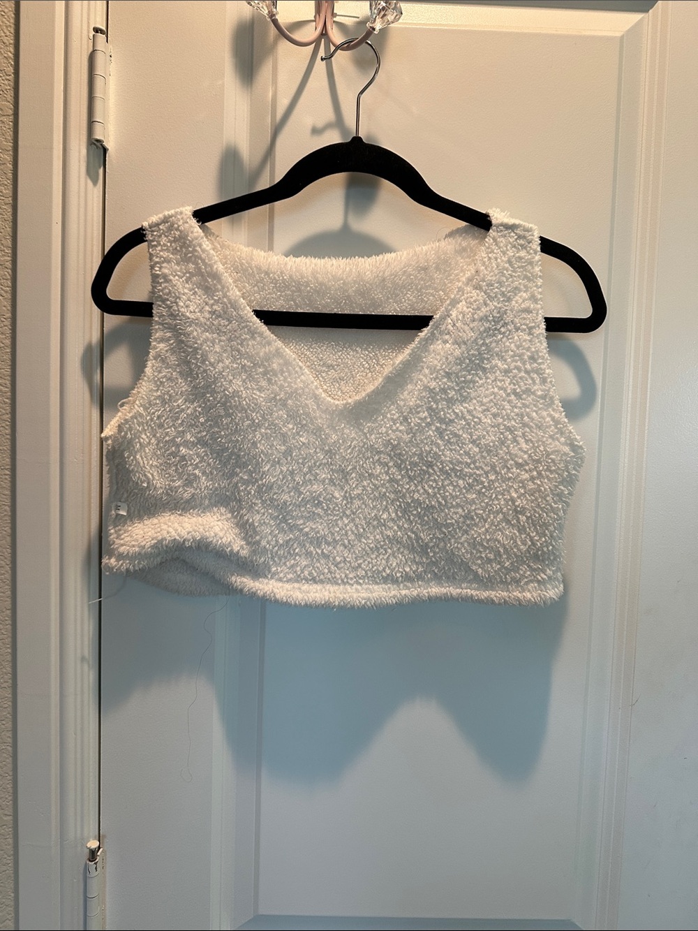 Cozy White Sherpa feel Crop Tank Top